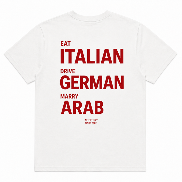 EAT ITALIAN DRIVE GERMAN MARRY ARAB