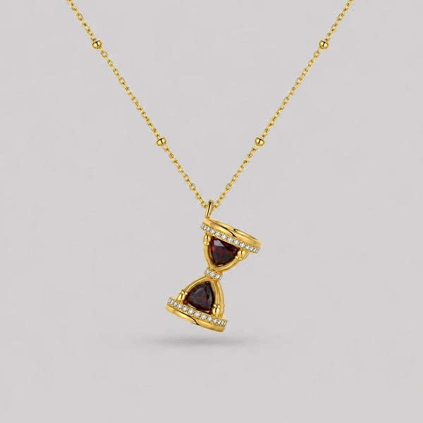 Hourglass Garnet Necklace