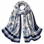 Monochrome Floral Silk Scarf