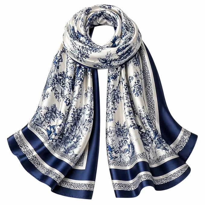 Monochrome Floral Silk Scarf