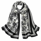 Monochrome Floral Silk Scarf