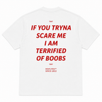 IF YOU TRYNA SCARE ME I AM TERRIFIED OF BOOBS