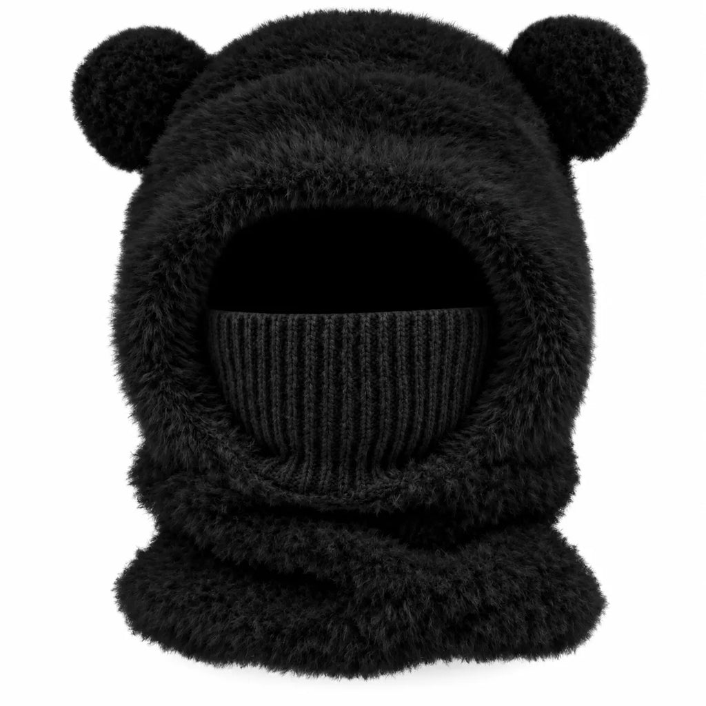 Bear Balaclava – Plush Winter Hood with Face & Neck Warmer