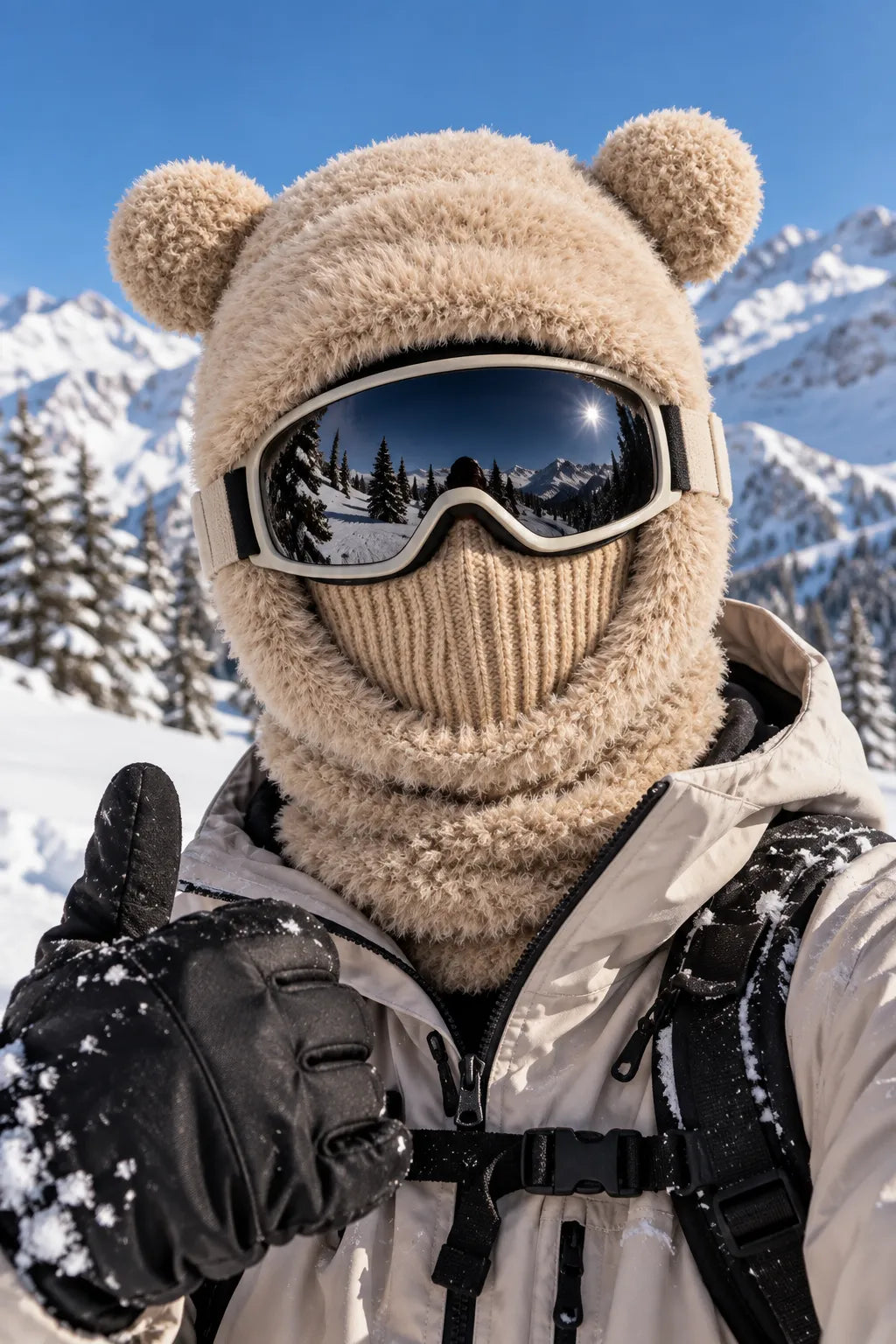 Bear Balaclava – Plush Winter Hood with Face & Neck Warmer