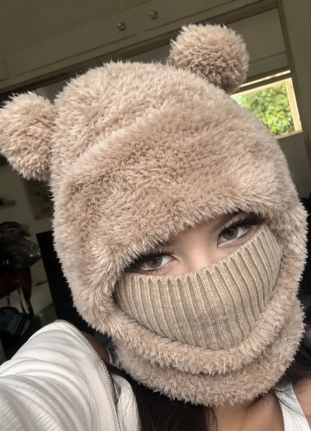 Bear Balaclava – Plush Winter Hood with Face & Neck Warmer