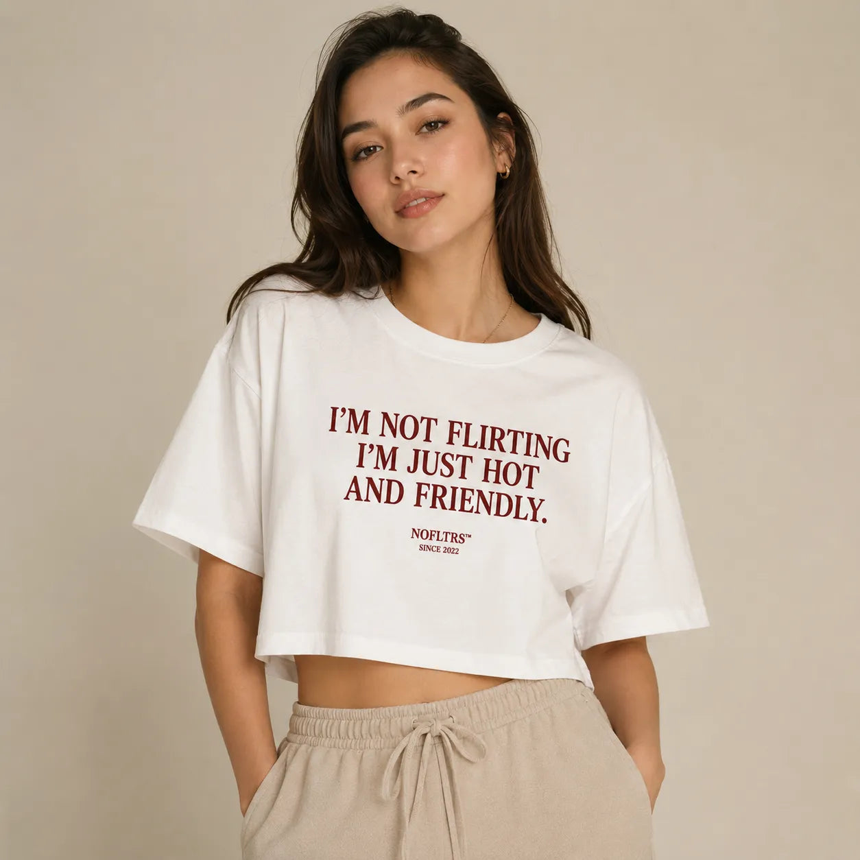 I'M NOT FLIRTING I'M JUST HOT AND FRIENDLY CROP TEE