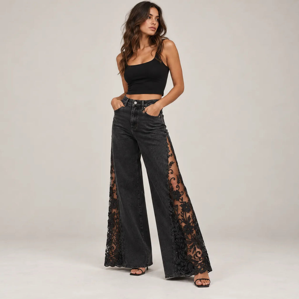 LACE WIDE LEG JEANS
