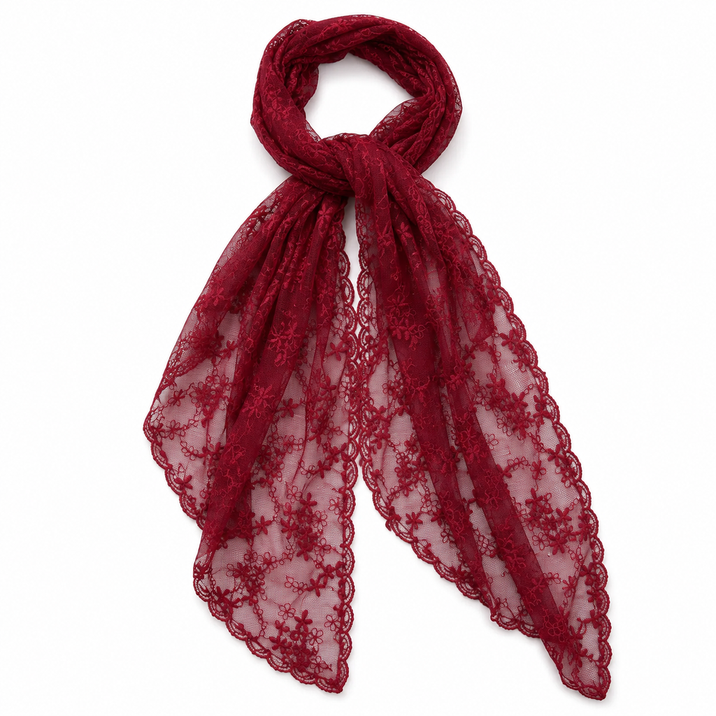 Lace Floral Embroidered Scarf