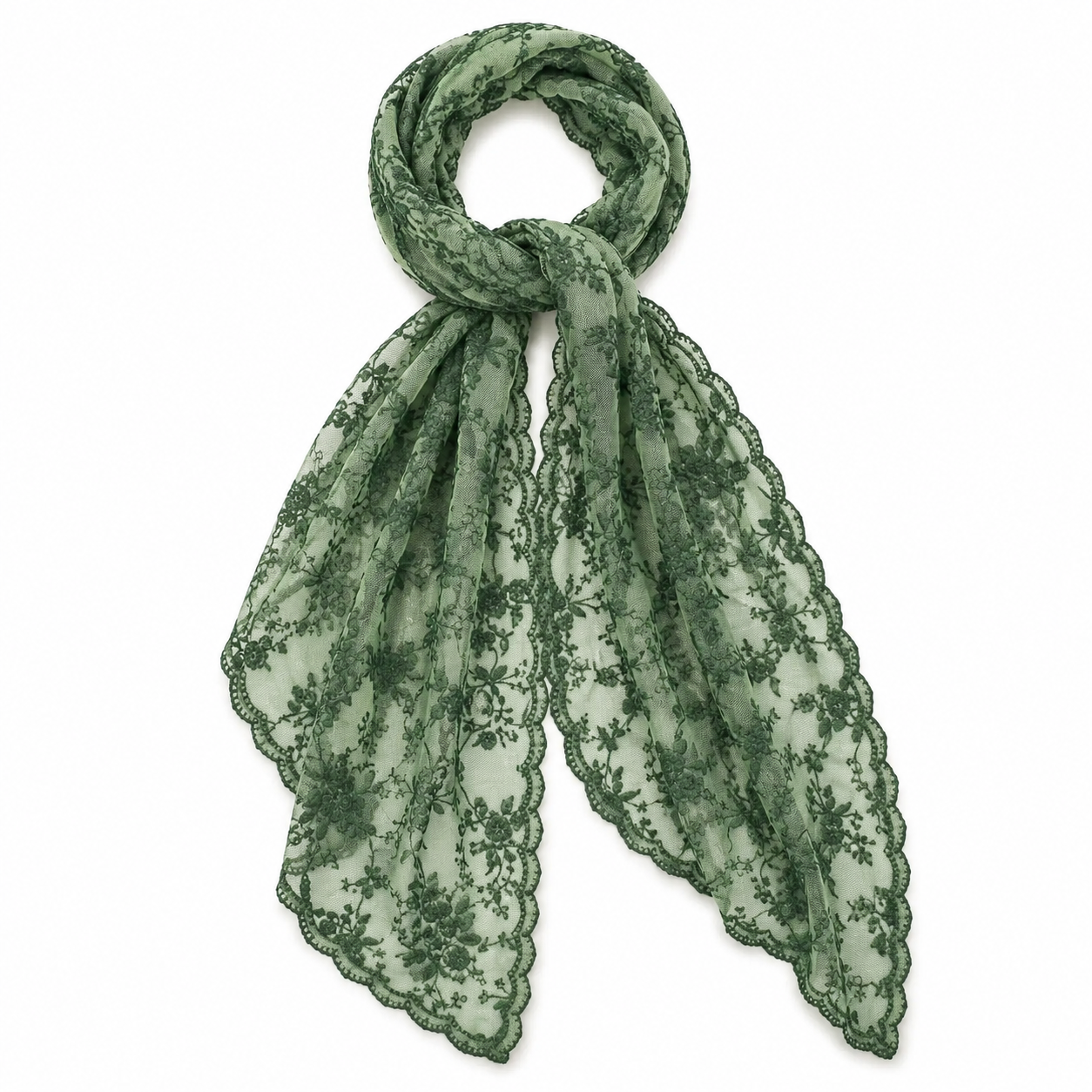 Lace Floral Embroidered Scarf