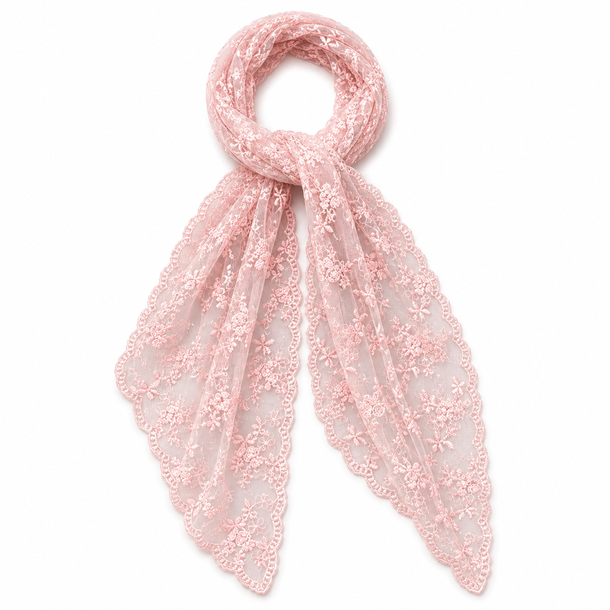 Lace Floral Embroidered Scarf