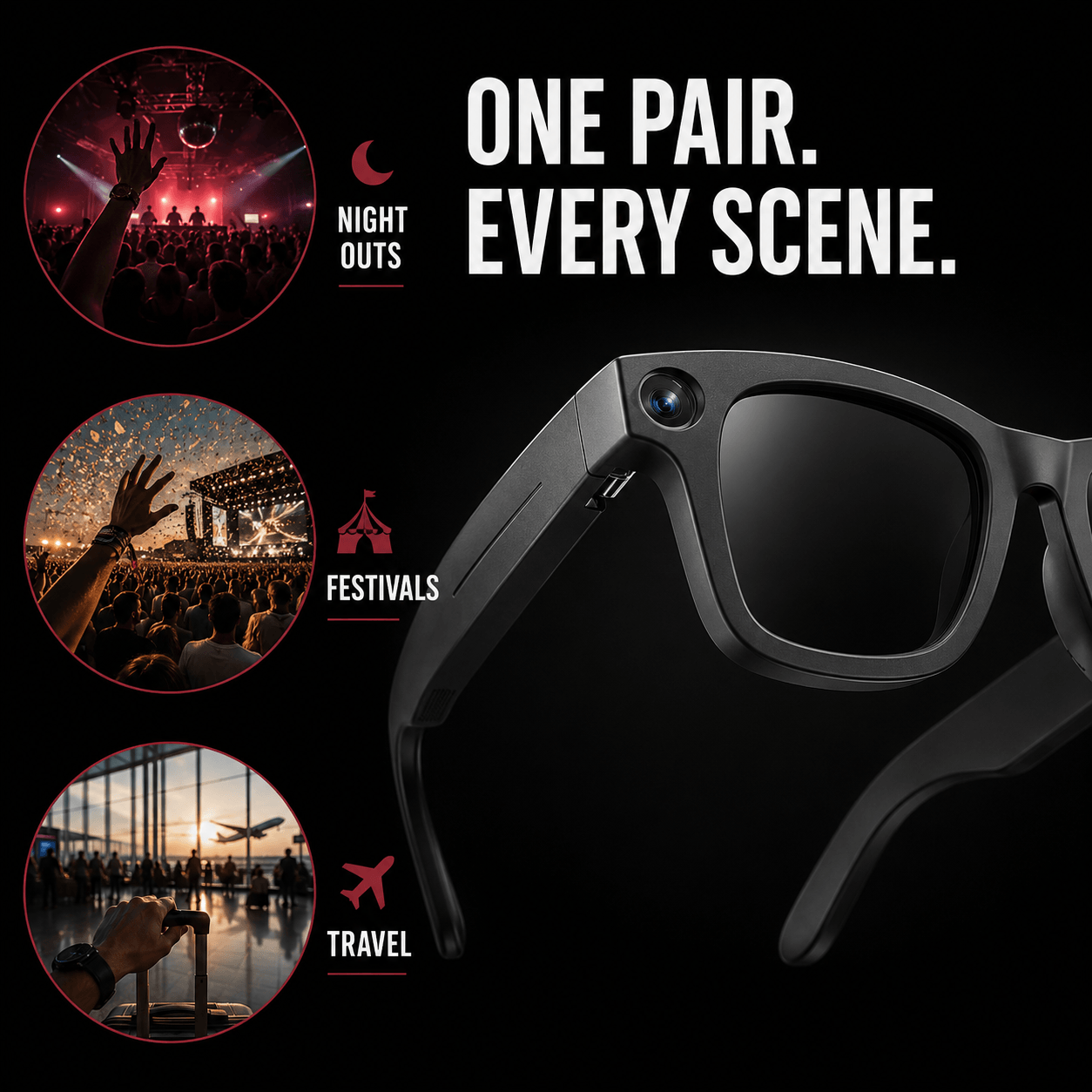 NOFLTRS POV GLASSES™ — Hands-Free Camera Glasses