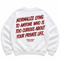 NORMALIZE LYING TO ANYONE WHO IS TOO CURIOUS ABOUT YOUR PRIVATE LIFE SWEATSHIRT