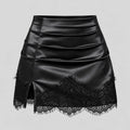 SATIN LACE-TRIM MINI SKIRT