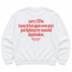 SORRY I'LL BE FUNNY & HOT AGAIN SOON GUYS JUST FIGHTING MY SEASONAL DEPRESSION SWEATSHIRT