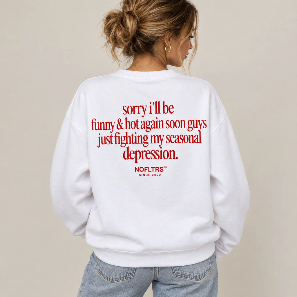 SORRY I'LL BE FUNNY & HOT AGAIN SOON GUYS JUST FIGHTING MY SEASONAL DEPRESSION SWEATSHIRT