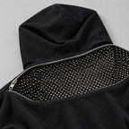 Backless Hoodie – Mesh Open Back Streetwear Top for Women