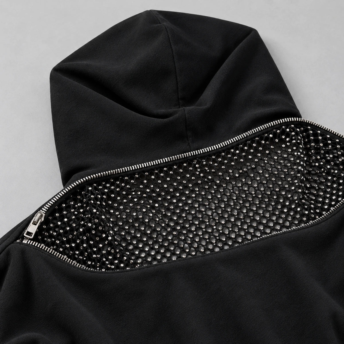 Backless Hoodie – Mesh Open Back Streetwear Top for Women