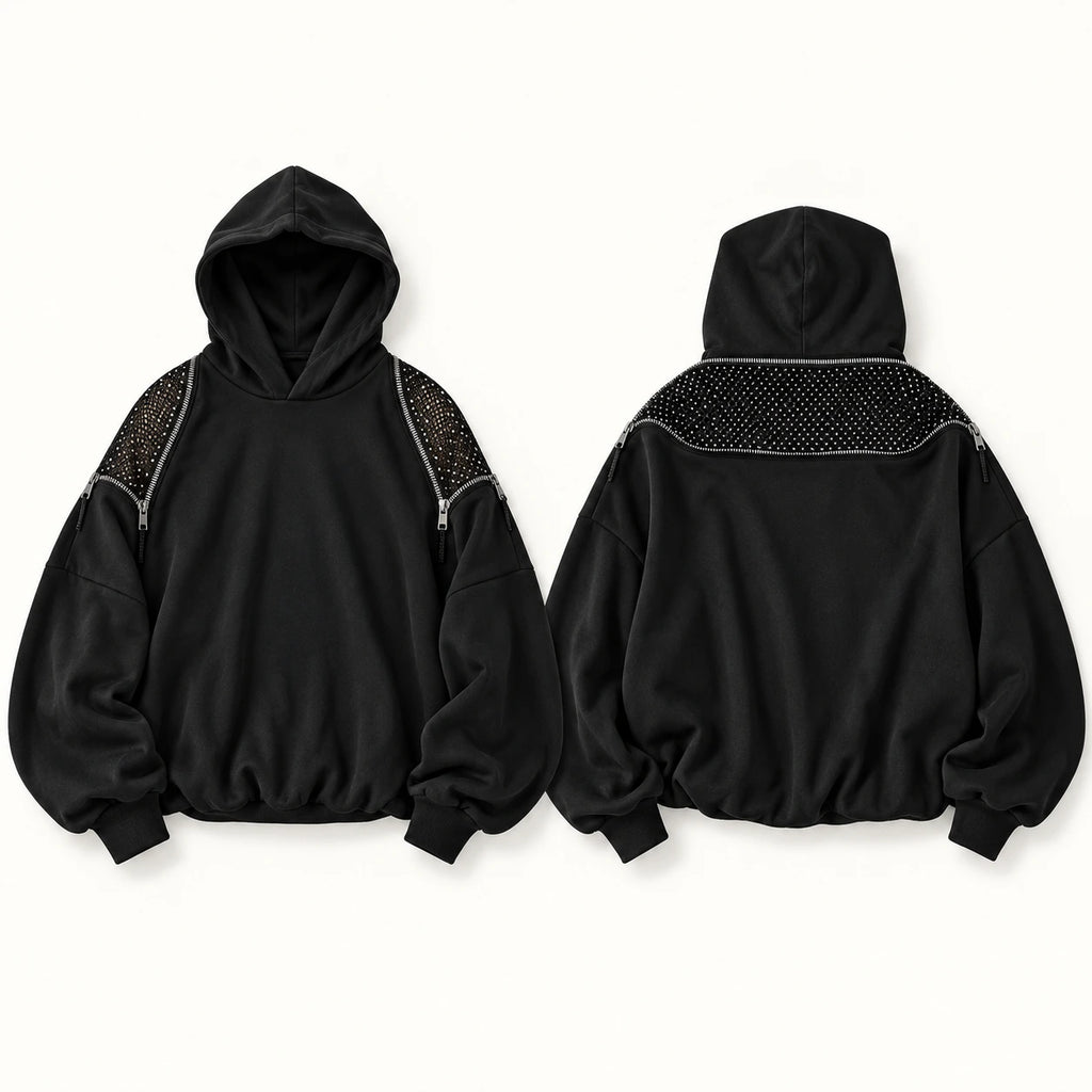 Backless Hoodie – Mesh Open Back Streetwear Top for Women