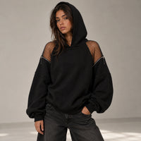 Backless Hoodie – Mesh Open Back Streetwear Top for Women