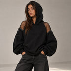 Backless Hoodie – Mesh Open Back Streetwear Top for Women