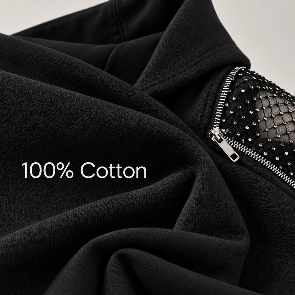 Backless Hoodie – Mesh Open Back Streetwear Top for Women