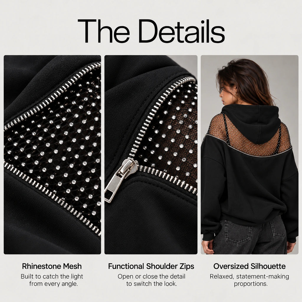 Backless Hoodie – Mesh Open Back Streetwear Top for Women