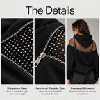 Backless Hoodie – Mesh Open Back Streetwear Top for Women