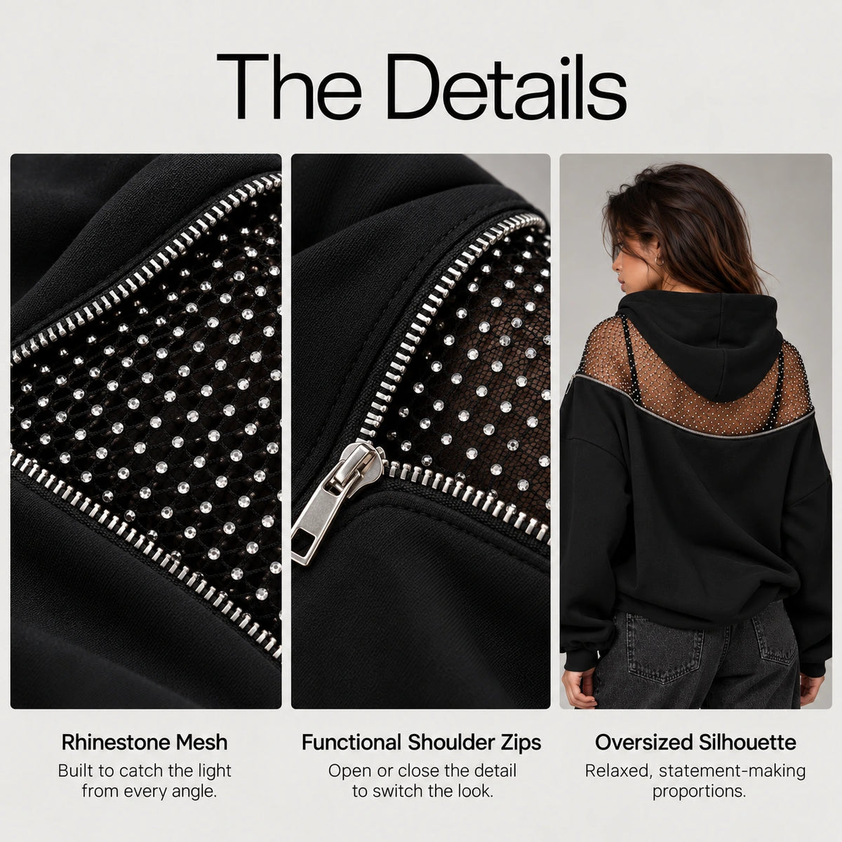 Backless Hoodie – Mesh Open Back Streetwear Top for Women
