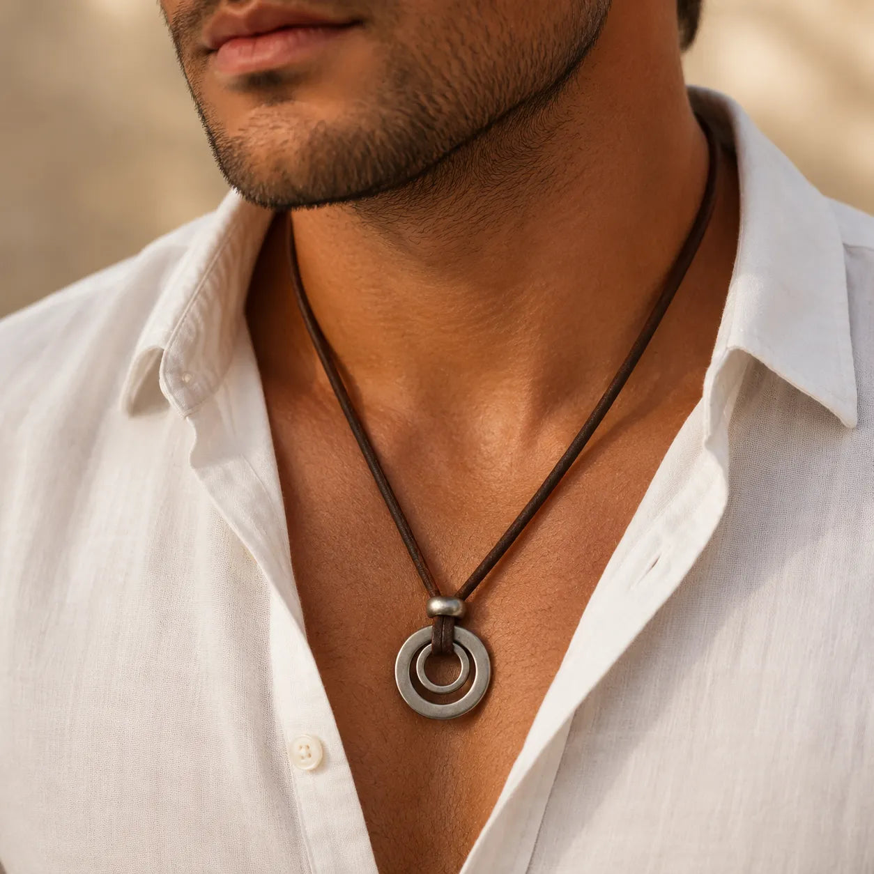 Ring Leather Cord Necklace