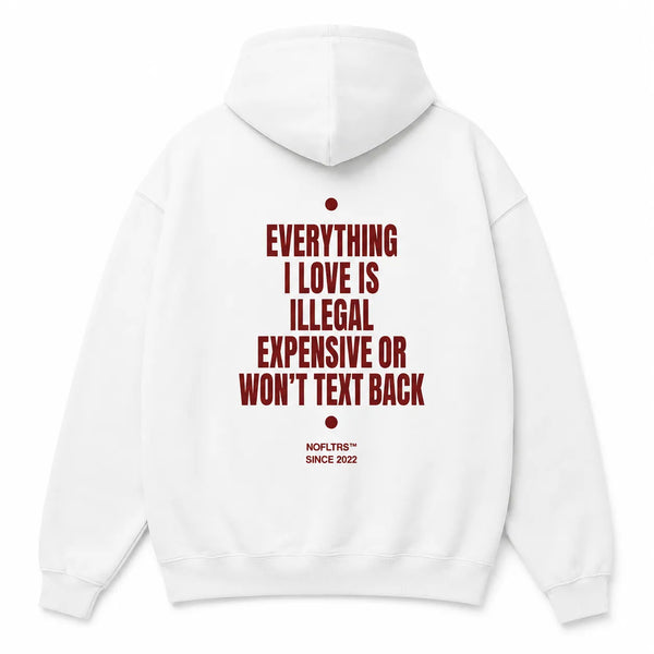EVERYTHING I LOVE IS ILLEGAL EXPENSIVE OR WON'T TEXT BACK Hoodie