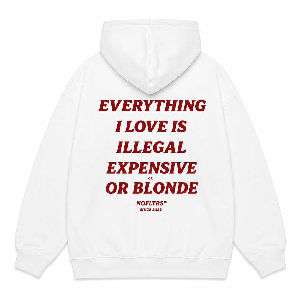 EVERYTHING I LOVE IS ILLEGAL EXPENSIVE OR BLONDE Hoodie