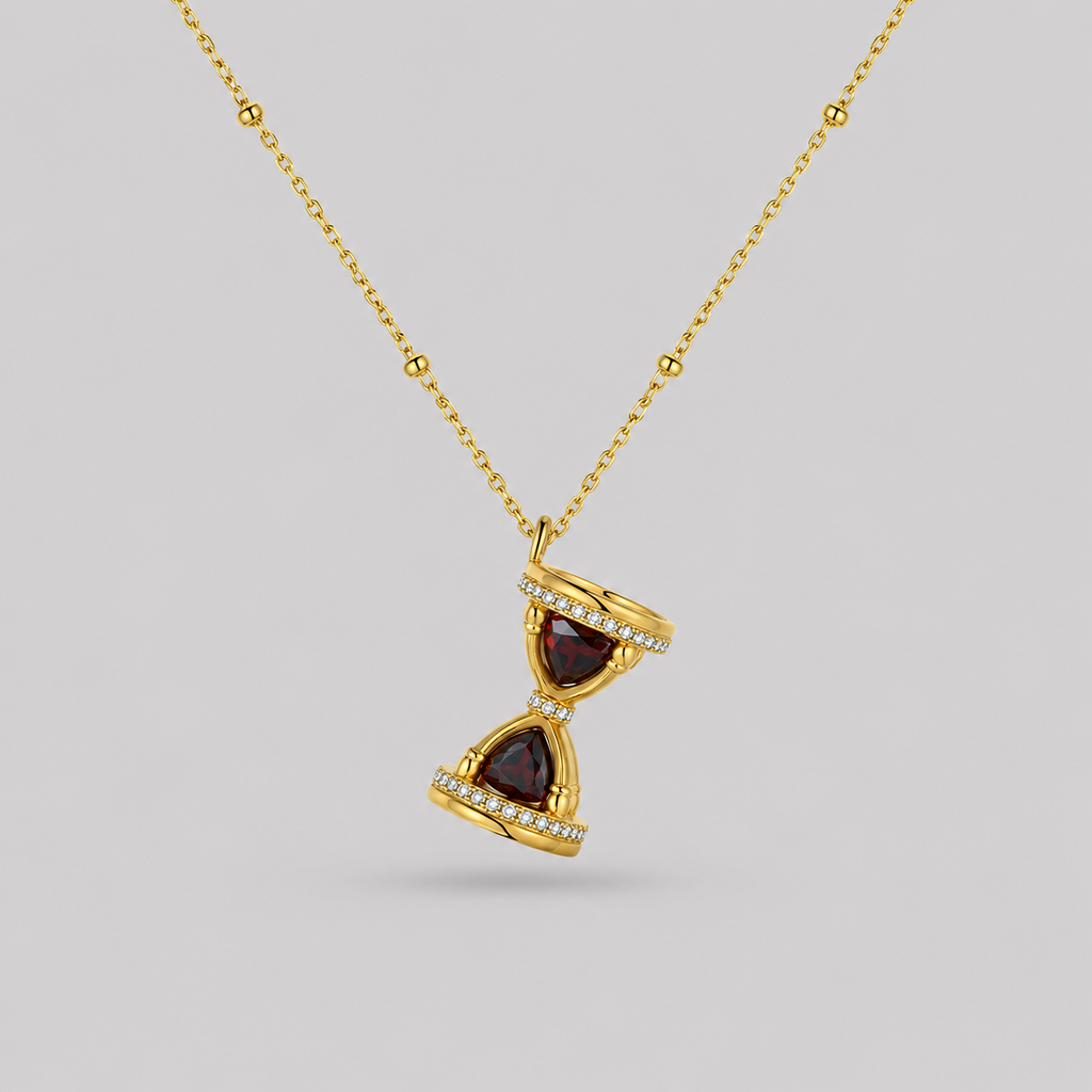 Hourglass Garnet Necklace