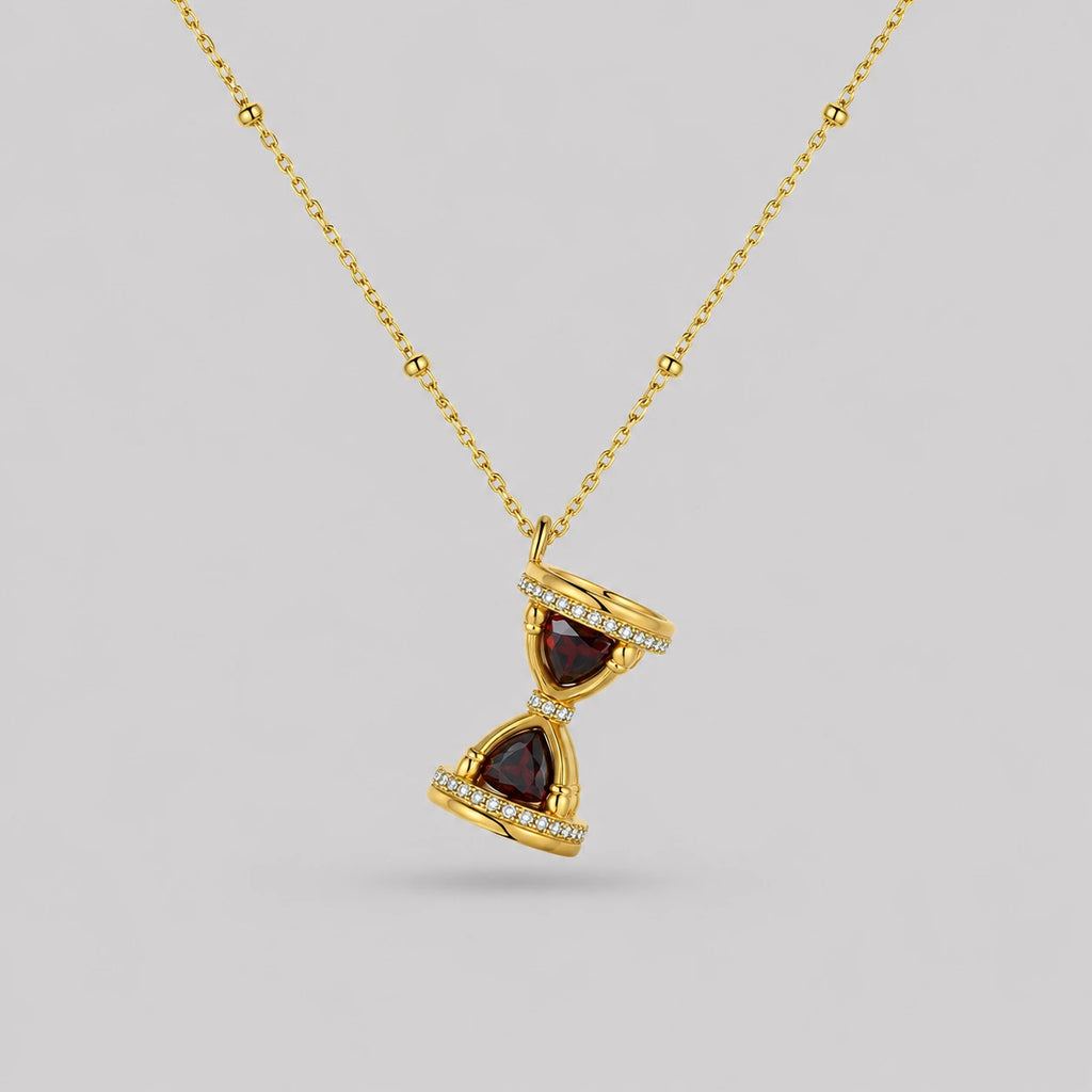 Hourglass Garnet Necklace