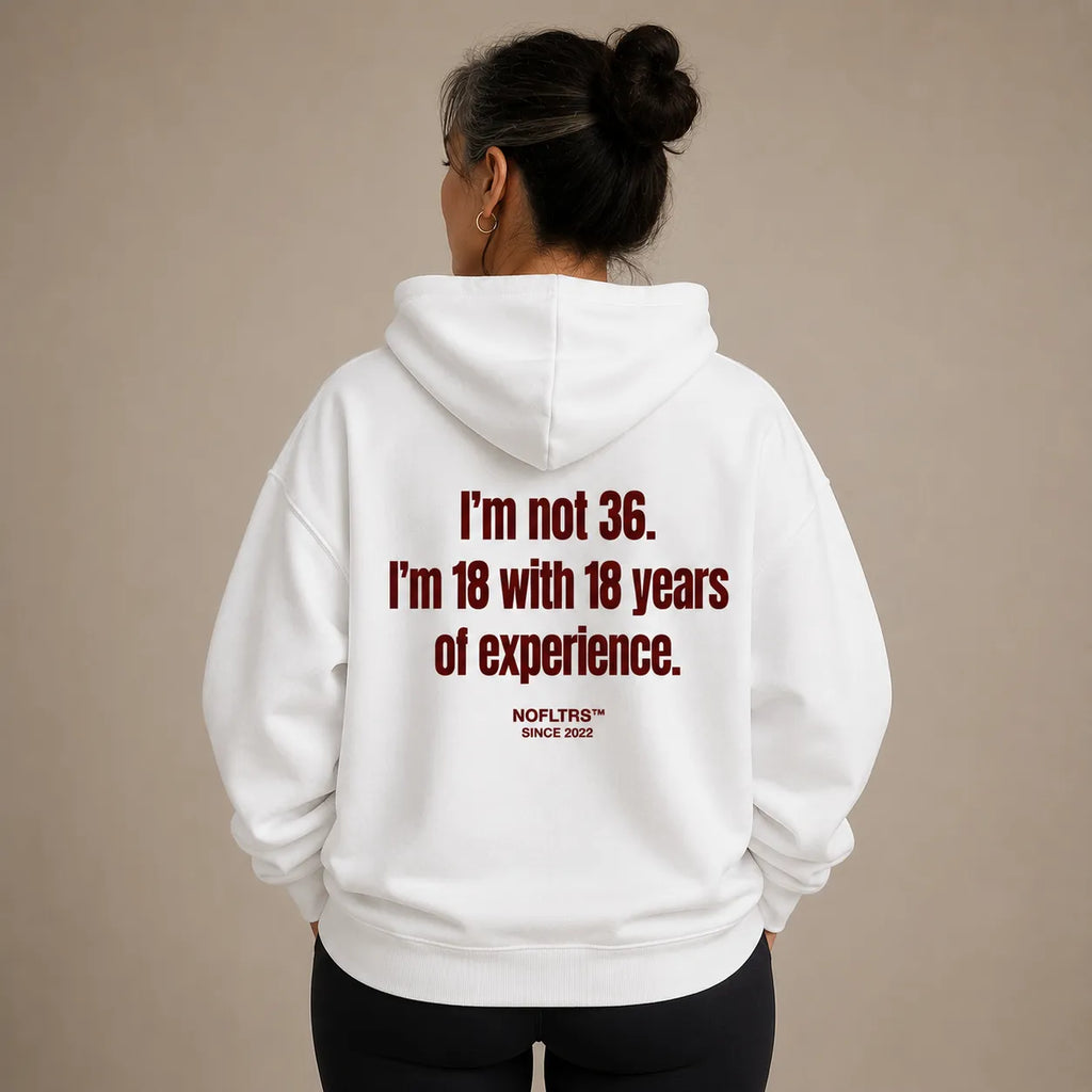 I'M NOT 36 I'M 18 WITH 18 YEARS OF EXPERIENCE HOODIE