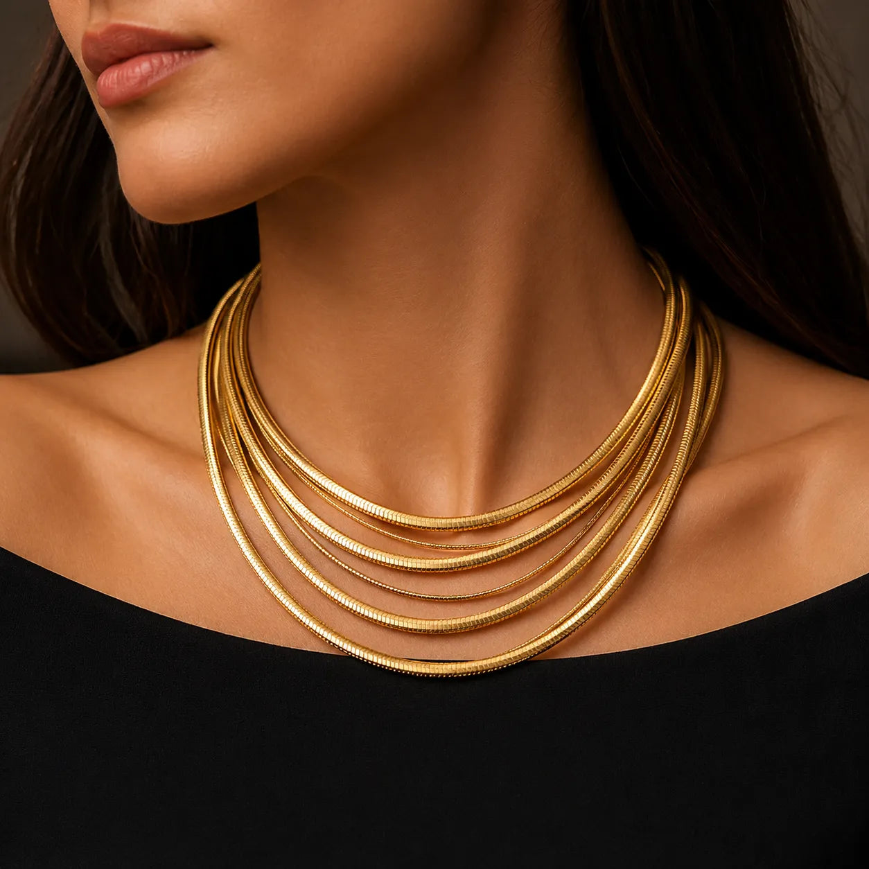 Layer Snake Chain Collar Necklace
