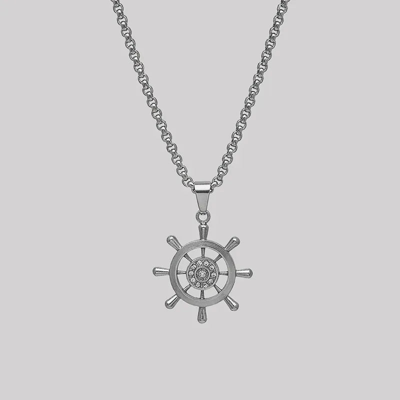 Nautical Ship Wheel Helm Necklace