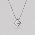 Open Cube Geometric Pendant Necklace