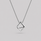 Open Cube Geometric Pendant Necklace