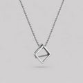 Open Cube Geometric Pendant Necklace