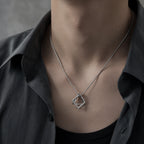 Open Cube Geometric Pendant Necklace